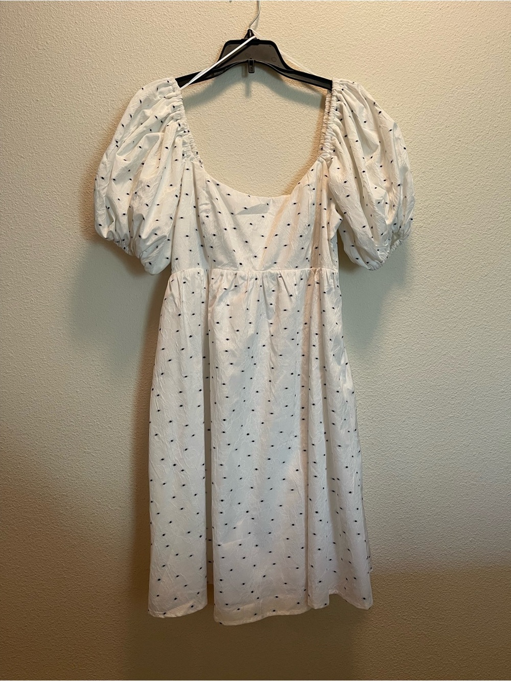 Moon River White Midi Dress with Black Dot Print